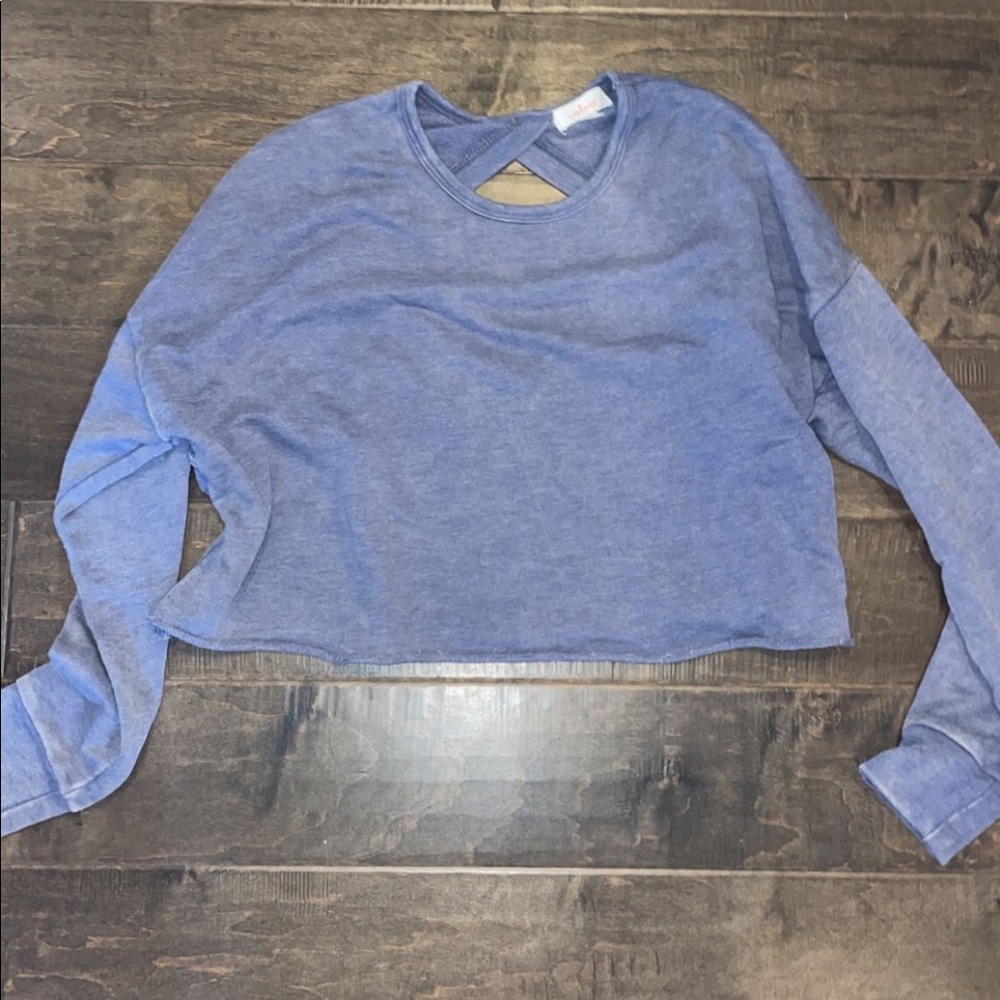 Cropped crew neck grey blue